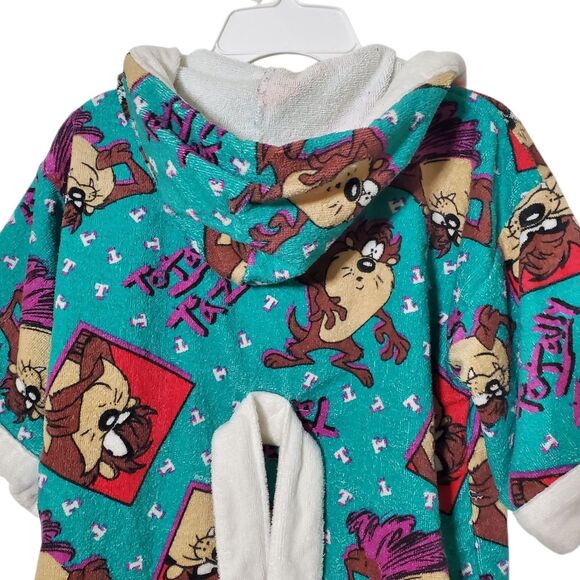Vintage 90s Taz Looney Tunes Terry Cloth Robe Children's Size L 7-9 - Picture 8 of 12